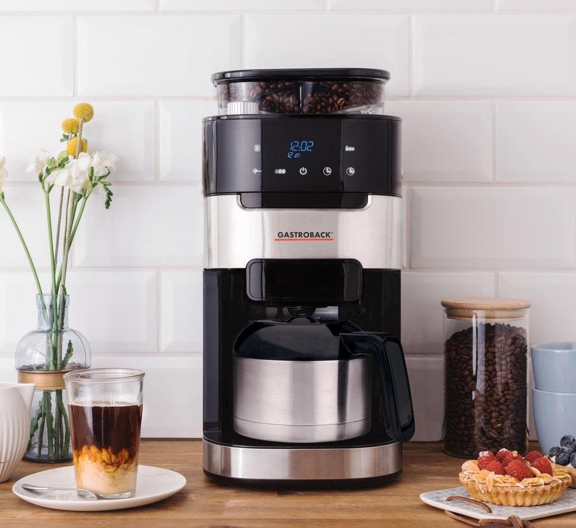 Gastroback Kaffeemaschine mit Mahlwerk 42711 S Grind & Brew Pro Thermo, 1l Kaffeekanne, Permanentfilter 1x4
