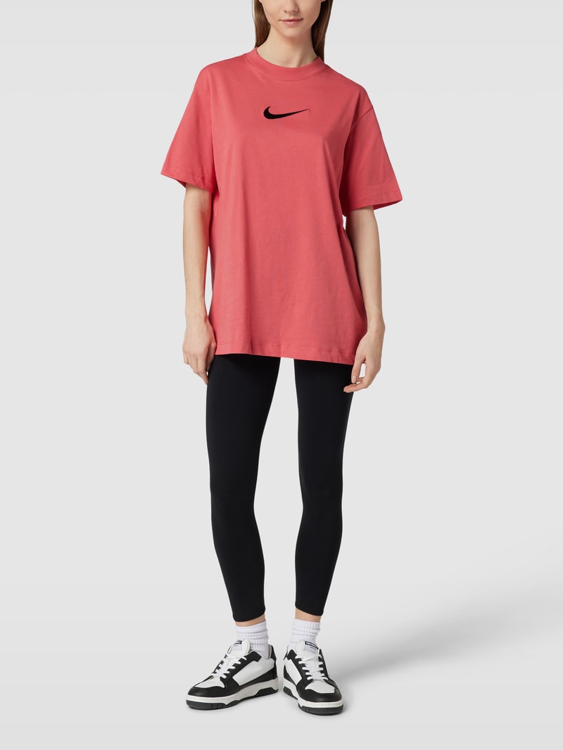 Oversized T-Shirt mit Logo-Stitching in rostrot