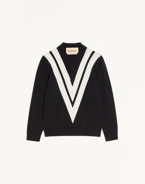 Valentino wollen poloshirt met ingelegde V-vorm