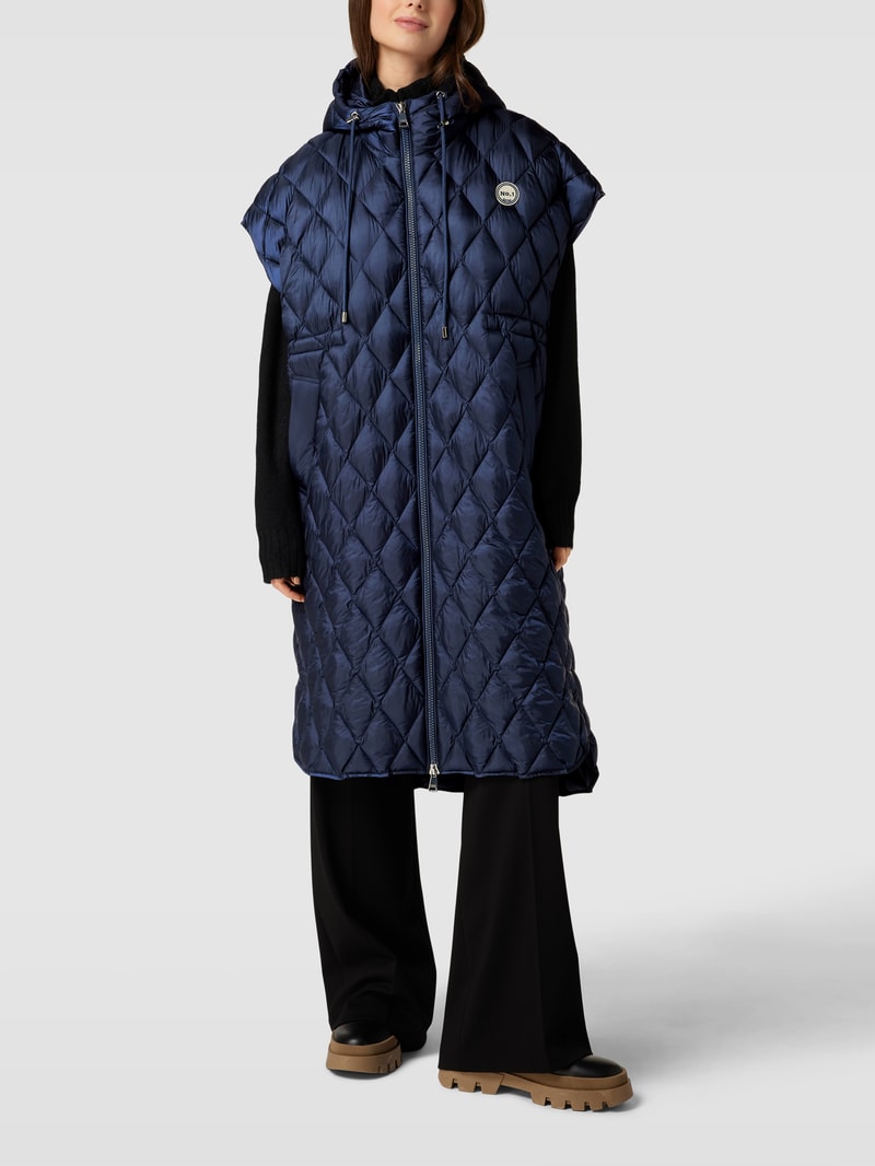 Oversized Steppweste mit Kapuze Modell 'CARLY LONG' in marineblau