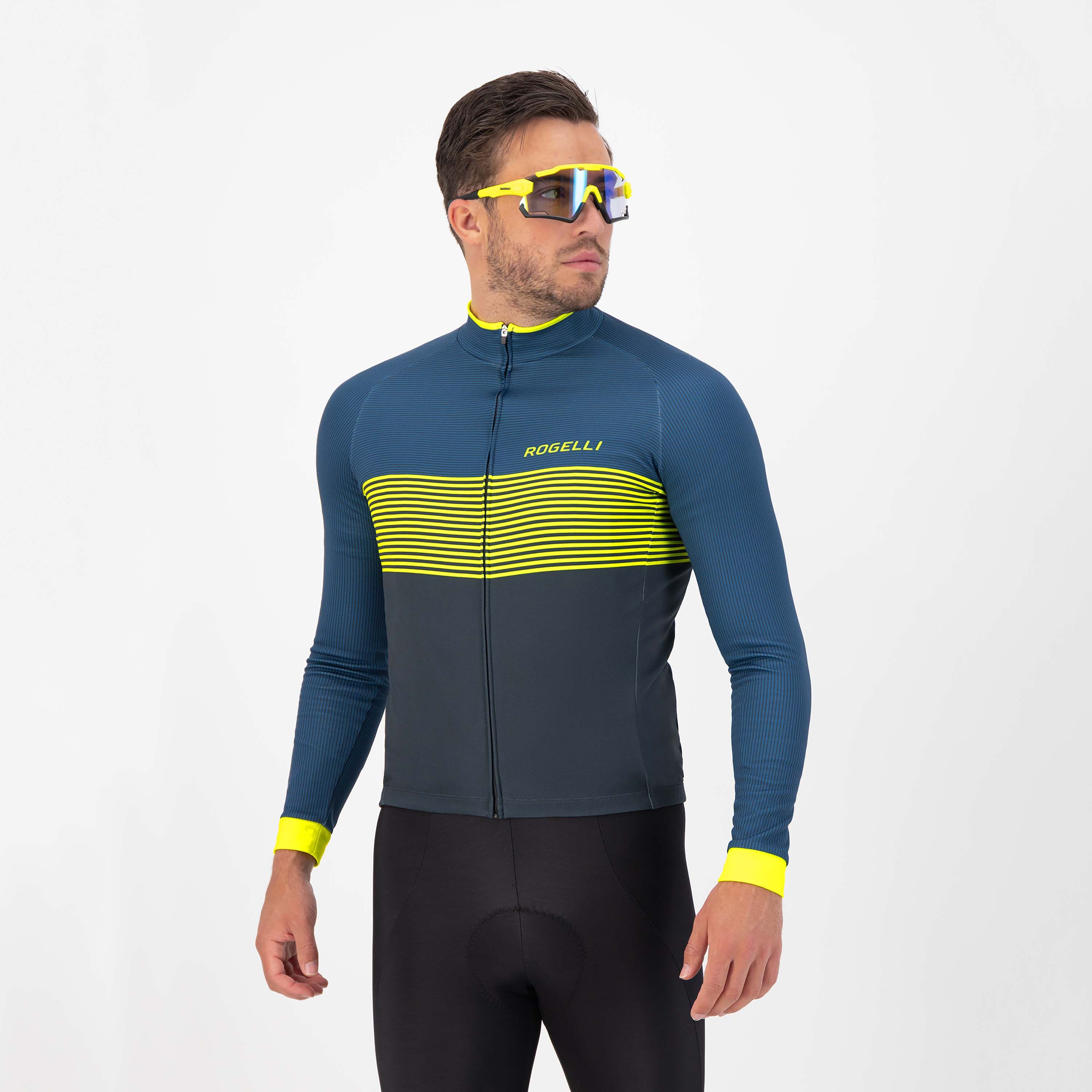 Rogelli Boost Blau/Fluor Herren Radtrikot Langarm