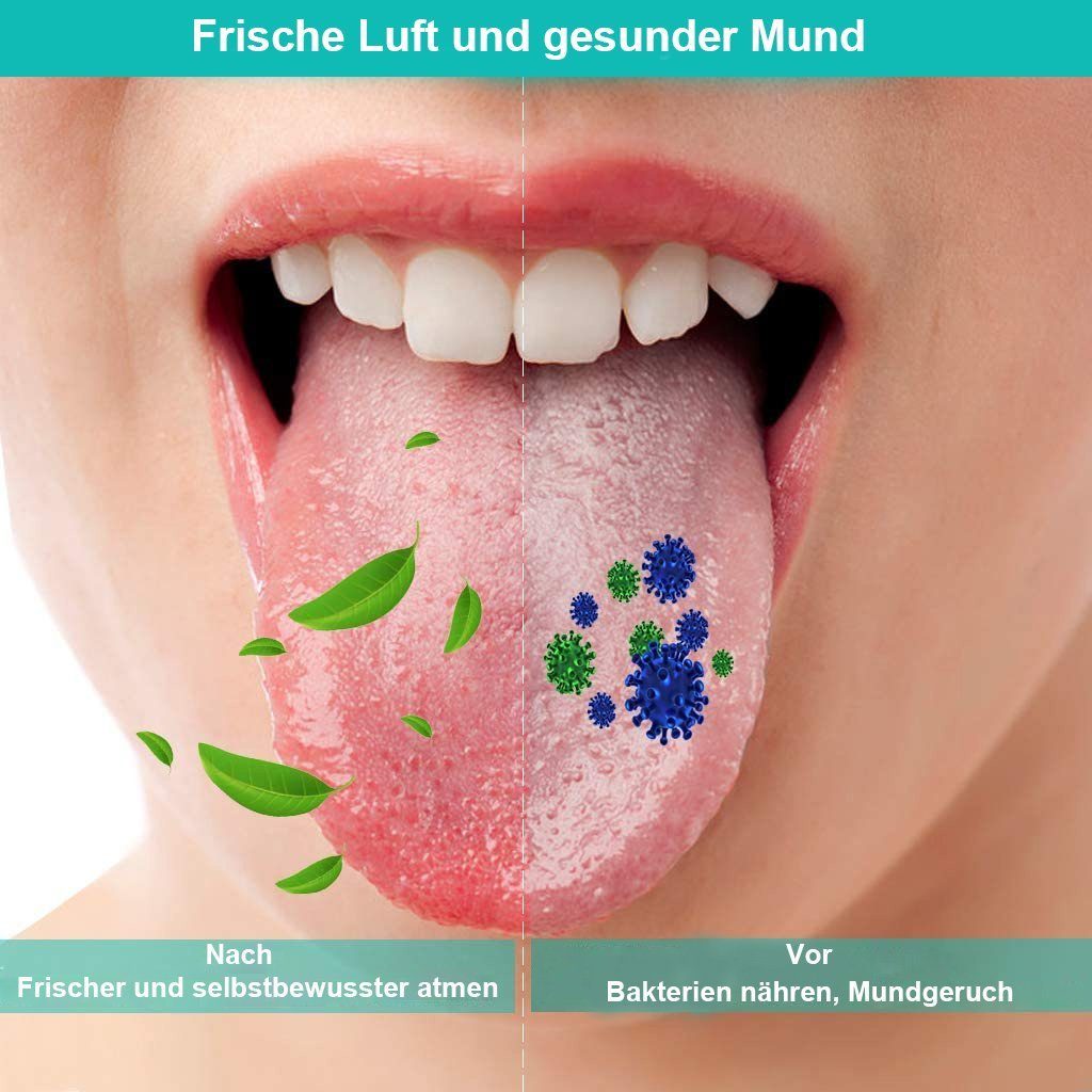 COOL-i ® Zungenreinigeraufsatz, für die tägliche Mundhygiene gegen Mundgeruch(Edelstahl)