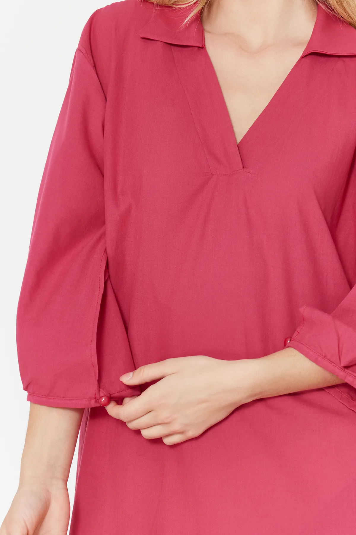 Trendyol Collection  Fuchsia Wide Fit Midi-Strandkleid aus Webstoff TBESS22EL0009