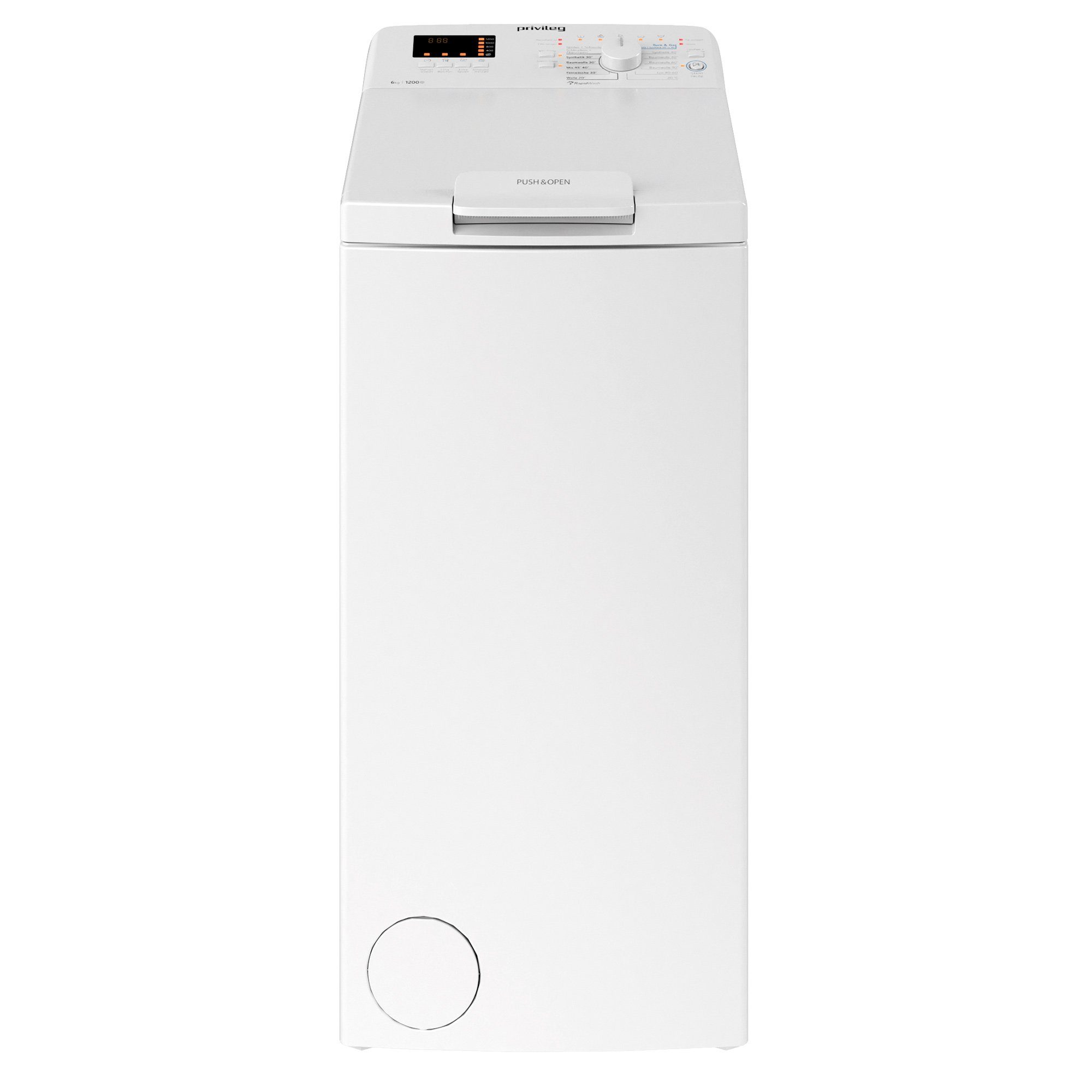 Privileg Waschmaschine Toplader PWT D61253P N (DE), 6 kg, 1200 U/min, Mehrfachwasserschutz+, Turn&Go, Rapid Wash, 14 Programme