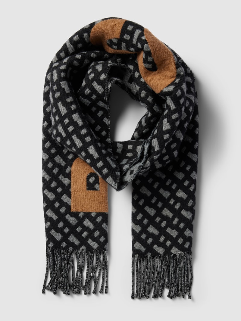 Schal mit Allover-Muster Modell 'Tanay' in schwarz