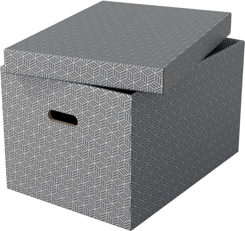 Esselte Home Aufbewahrungsbox 628287 Groß 100% Recycelter Karton Grau 355 x 510 x 305 mm 3 Stück