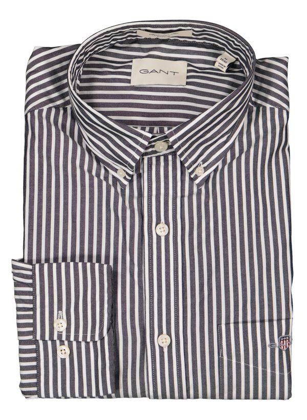 Gant, Hemden, Popeline, Regular Fit, schwarz-weiß gestreift