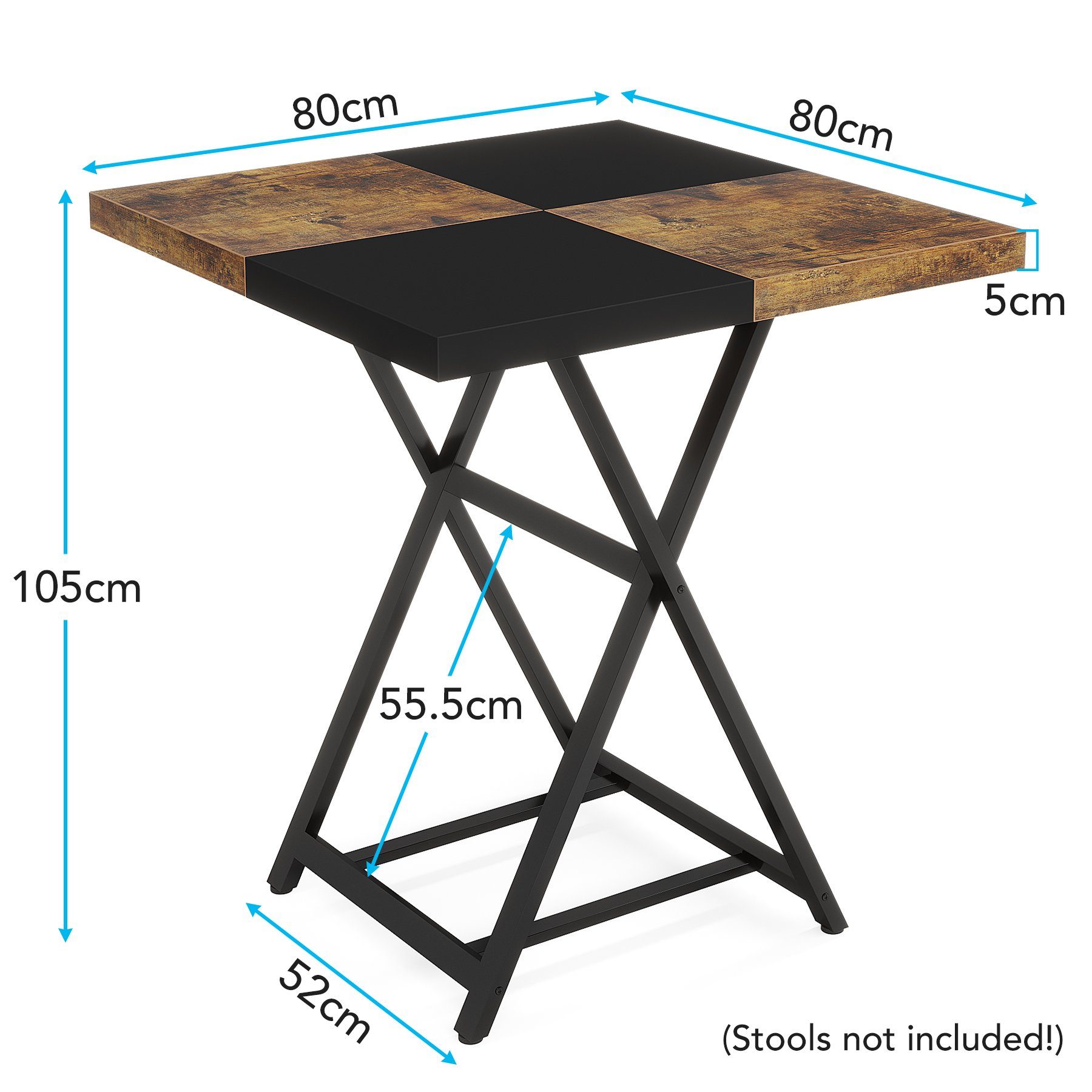 Tribesigns Bartisch Bartisch Küchentisch, Stehtisch, Esszimmer,50 x 50 x 105 cm