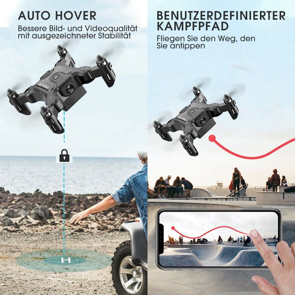 4DRC mit wifi Kamera für Kinder & Anfänger, mini, klappbar Spielzeug-Drohne (720P HD, Flugbahn Flug, Kopfloser Modus, Halten der Flughöhe, 3D-Flips)