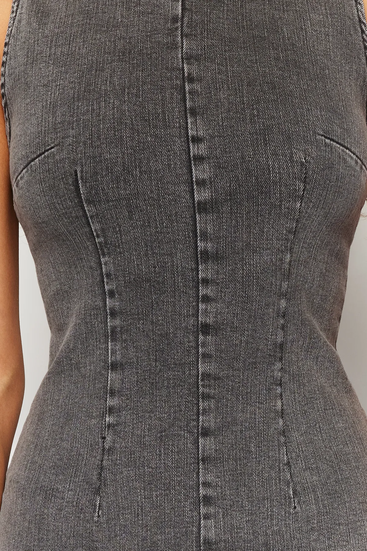 Trendyol Collection  Anthrazitfarbenes, tailliertes Maxi-Jeanskleid TWOSS24EL00383
