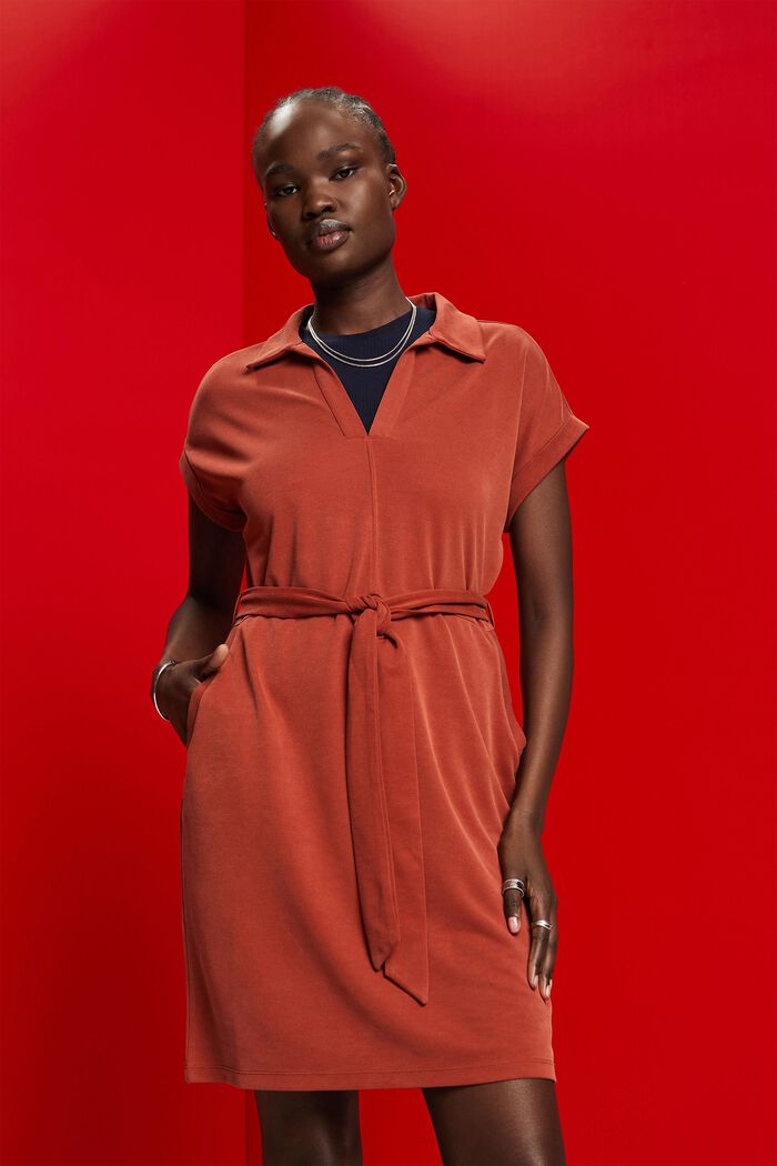 Strickkleid mit Bindegürtel, TENCEL™