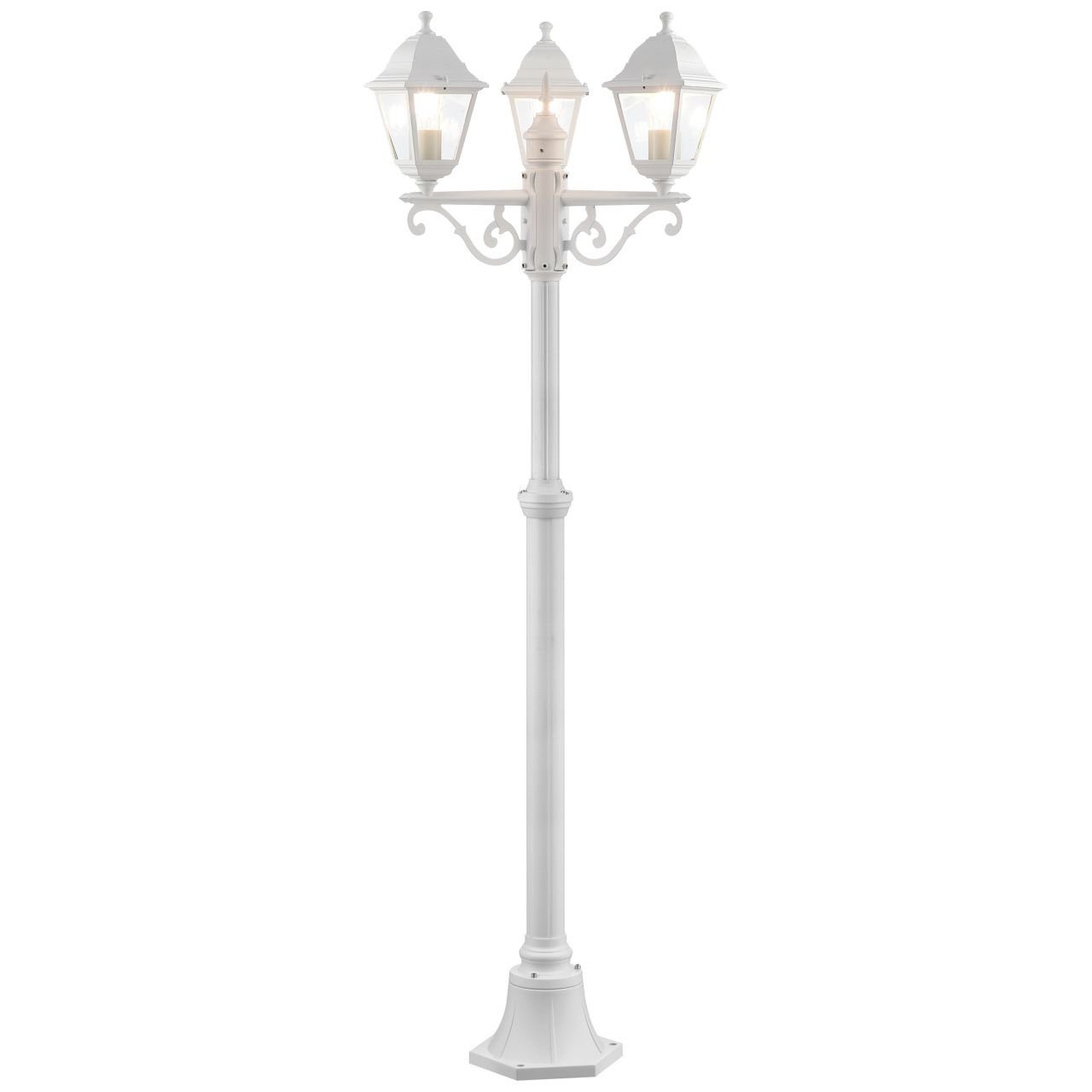 Brilliant Außen-Stehlampe Nissie, Nissie Außenstandleuchte 3flg weiß 3x A60, E27, 60W, geeignet für No