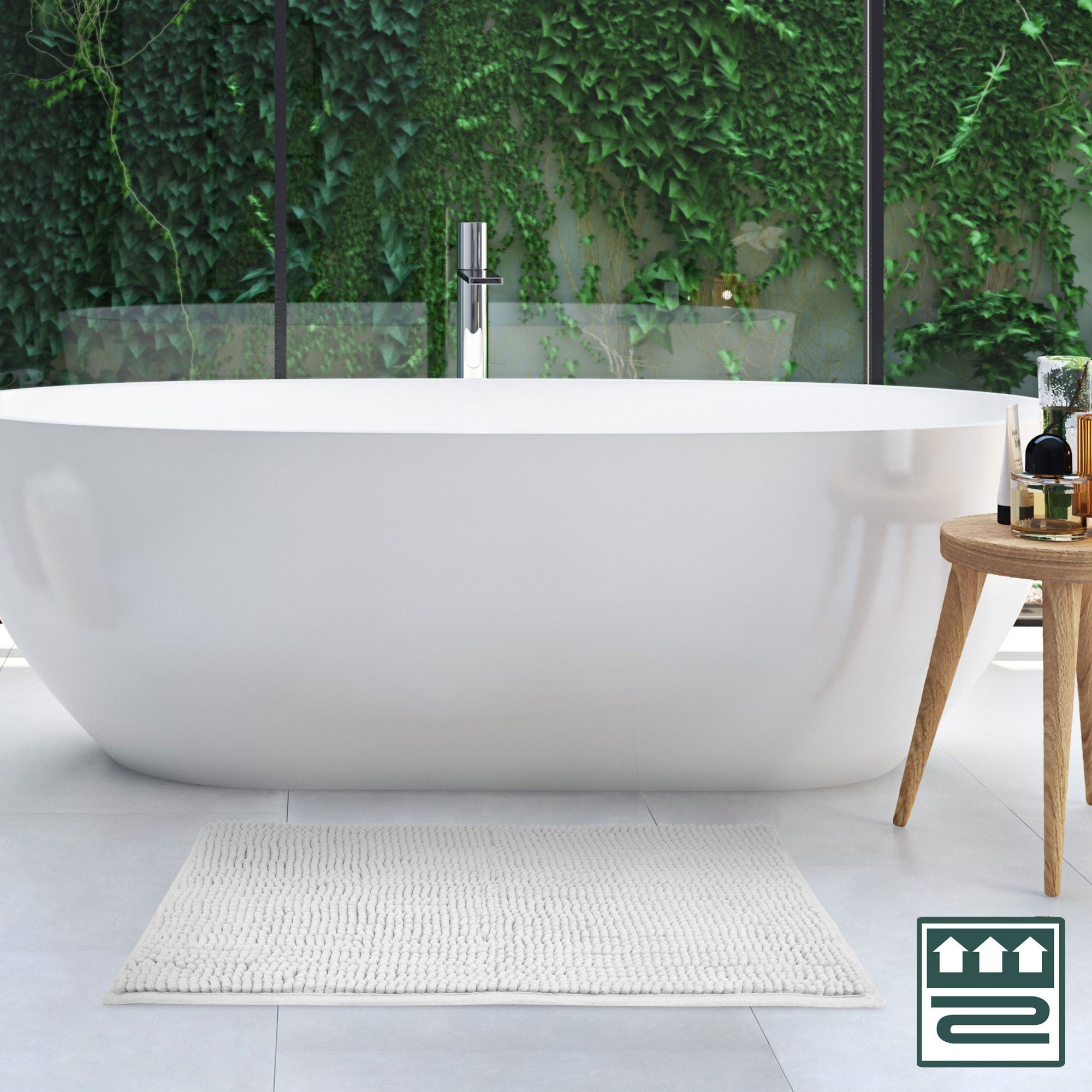 Badematte BeauMare WR Beautissu, 100% Polyester, rechteckig, ruschfester Badezimmerteppich 120x70cm