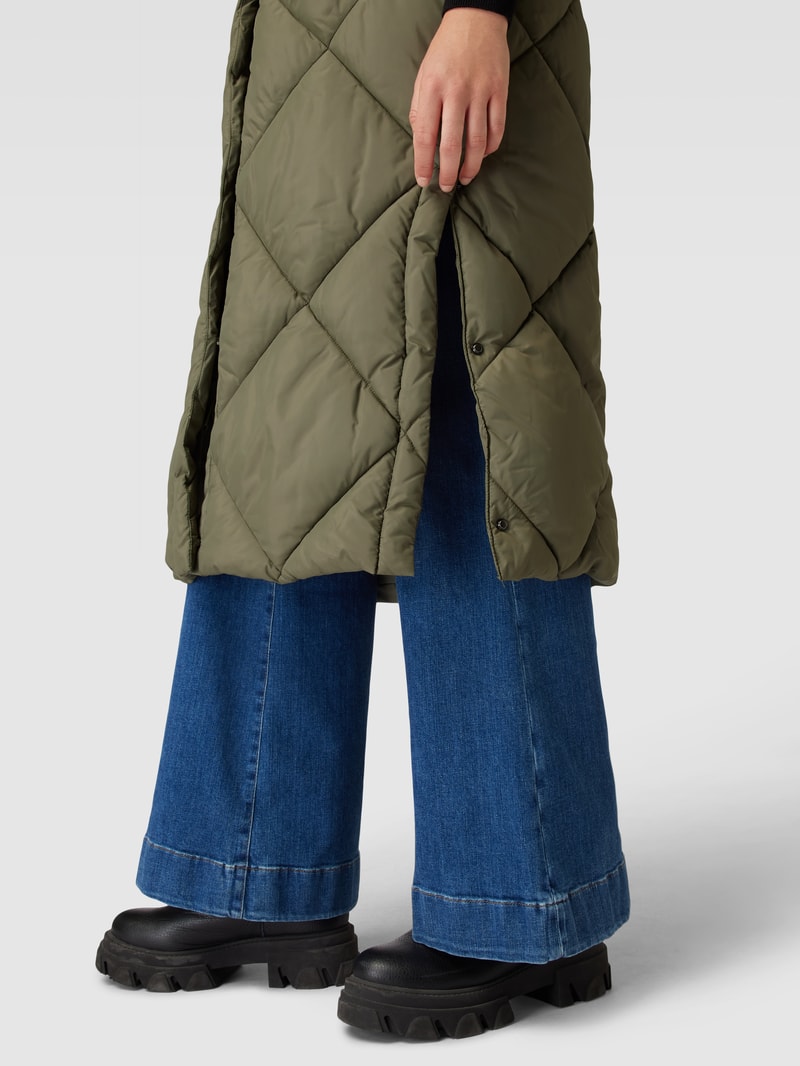 Longweste mit Kapuze Modell 'Puffa' in olivgrün