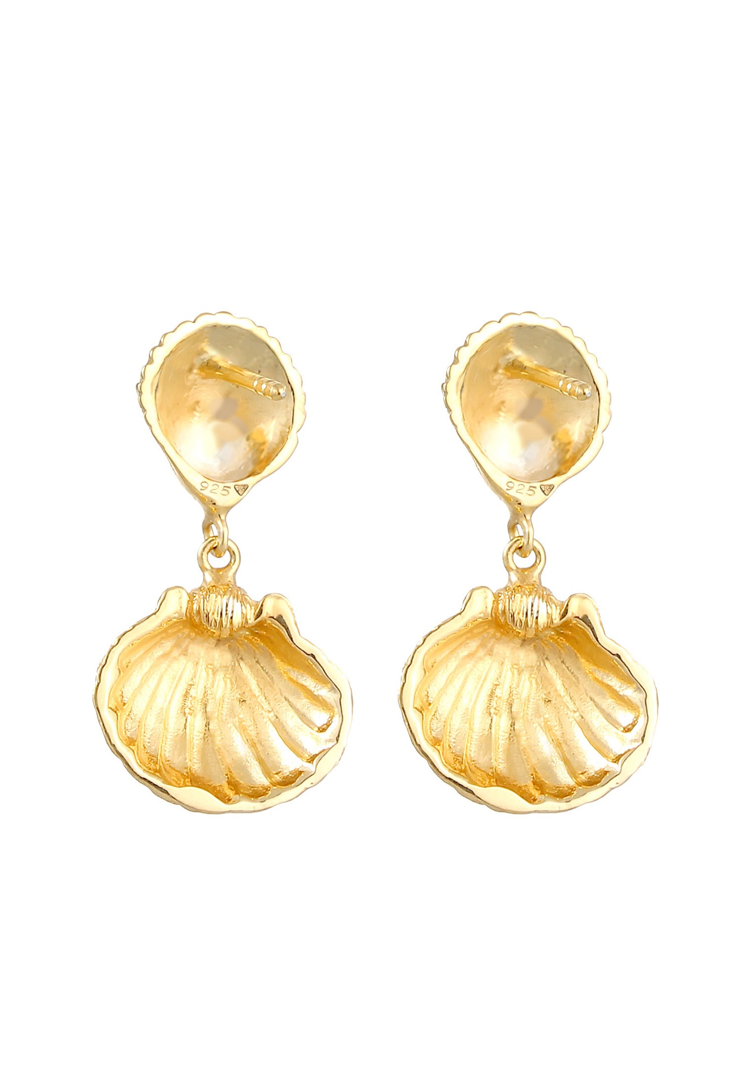 Orecchini Elli a forma di cuore con conchiglia, stile estivo marittimo per donna - (925/1000) Argento