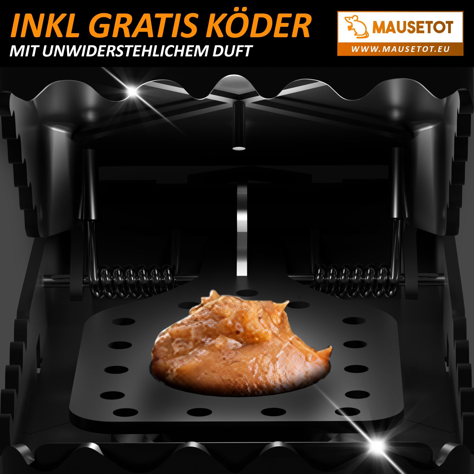 CS Light Schlagfalle Mausefalle [8er Set] inkl. Köder, Komplettset, giftfrei, extrem effektiv, Tierschutzgerecht - Sofort startklar