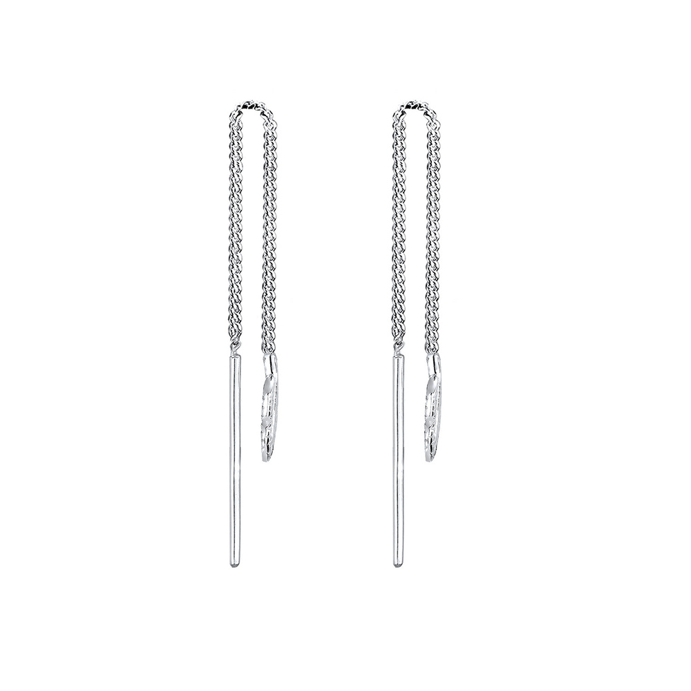 Elli Elli Boucles d'Oreilles Plume Pull-Through Trend Boucles d'Oreilles Femme - Argen Boucles d'oreilles
