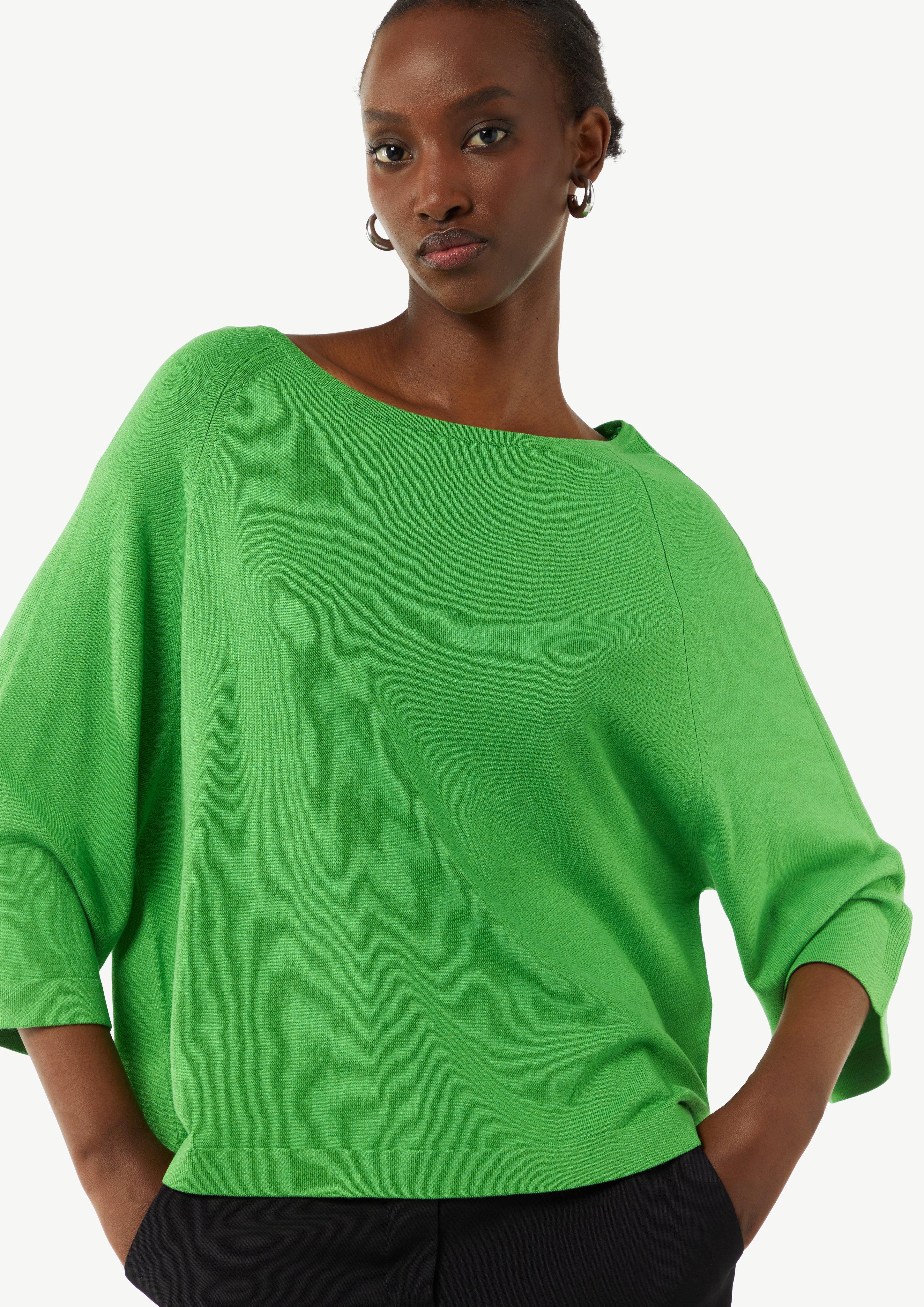 Feinstrickpullover mit weiten Ärmeln - grün