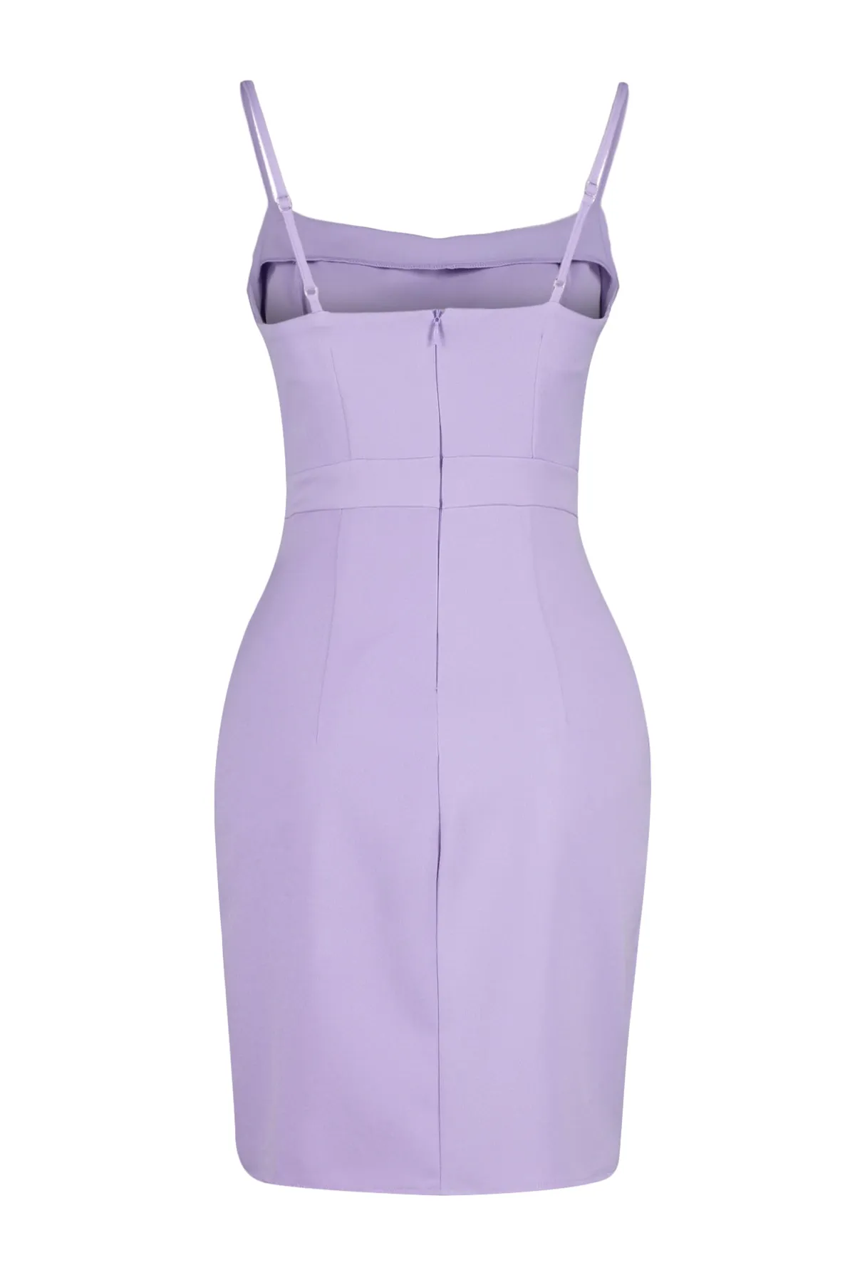 Trendyol Collection  Fliederfarbener, figurbetonter, asymmetrischer Mini-Webrock, Detailliertes Webkleid TWOSS23EL01286