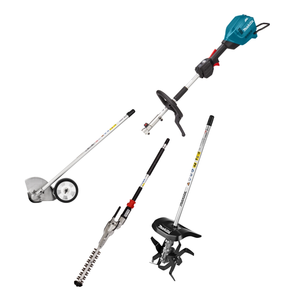 Makita UX01GZ13 akumulatorski kombinirani sistem z D-ročajem 40V Max brez baterij in polnilnika + kultivator + nastavek za obrezovanje grmičevja in obrezovanje robov