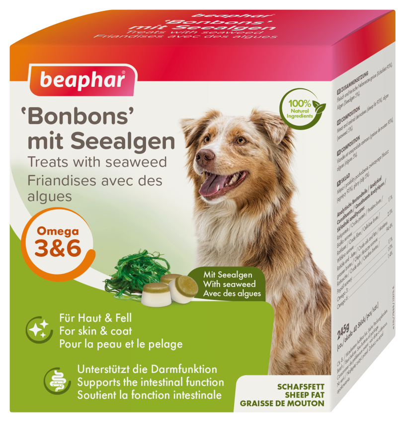 Beaphar Ergänzungsfutter & Aufzucht Beaphar Haut- und Fellkur Bonbons 245g Seealgen-Bonbons