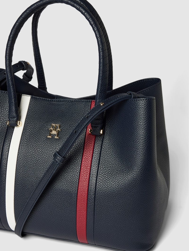 Handtasche in Leder-Optik in marineblau