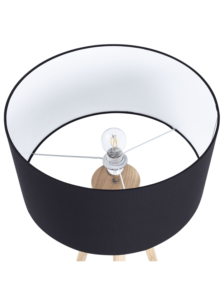 Beliani Stehleuchten NITRA in Schwarz/Heller Holzfarbton - (W) 45 x (H) 142 x (L) 45 cm günstig kaufen onesize