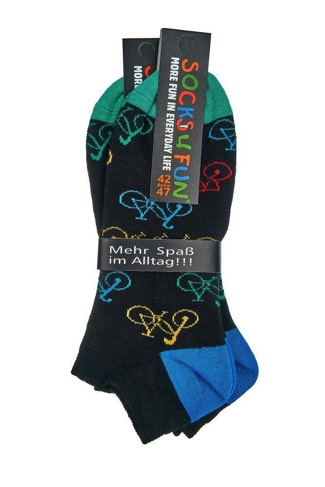 Socks 4 Fun Sneakersocken Socks 4 Fun Sneaker Füßlinge Fahrrad 2er Bündel (2-Paar, 2 Paar)