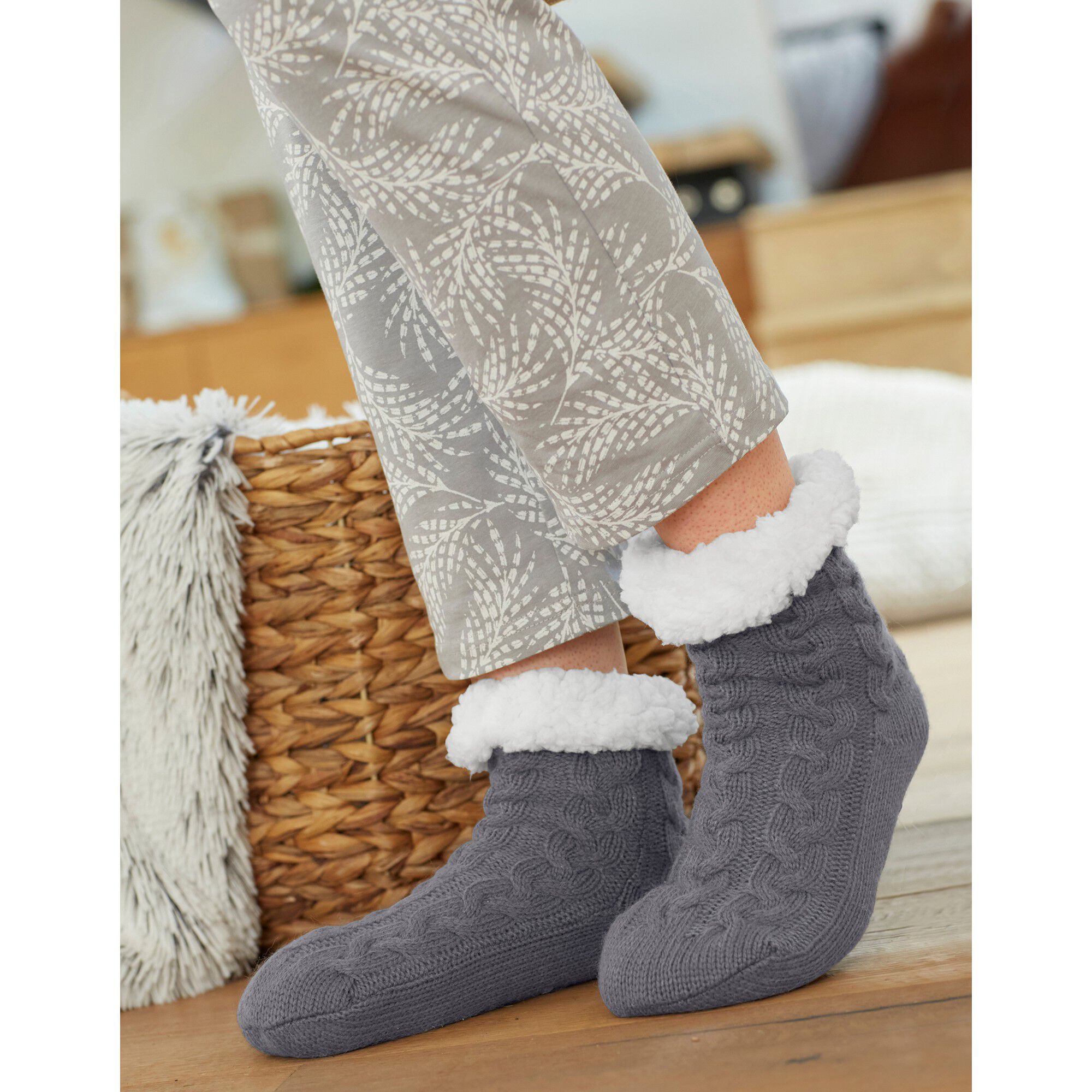 Chaussons-chaussettes torsadés antidérapants