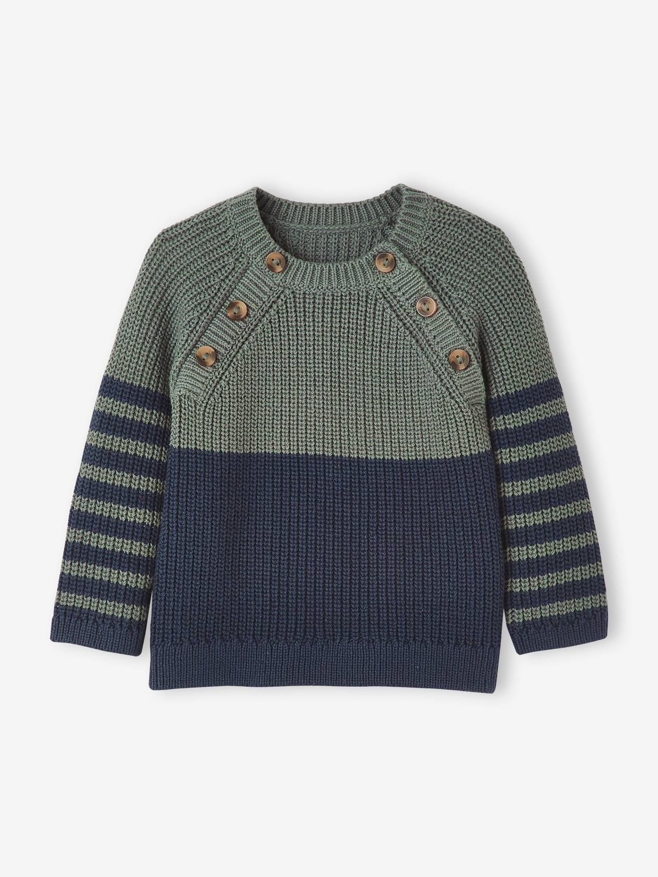 Pull rayé bébé graphique vert
