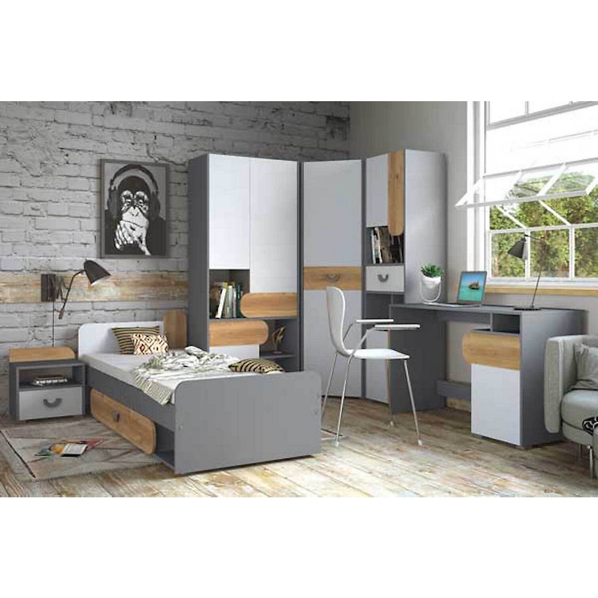 Jugendzimmer-Set komplett Carina 6-teilig 7-türig mit 3 Schubladen