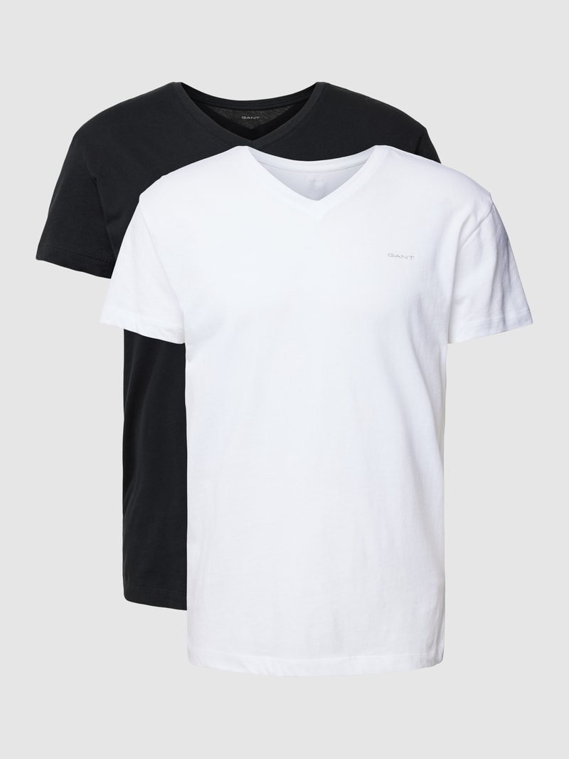 T-Shirt mit Label-Print im 2er-Pack in schwarz