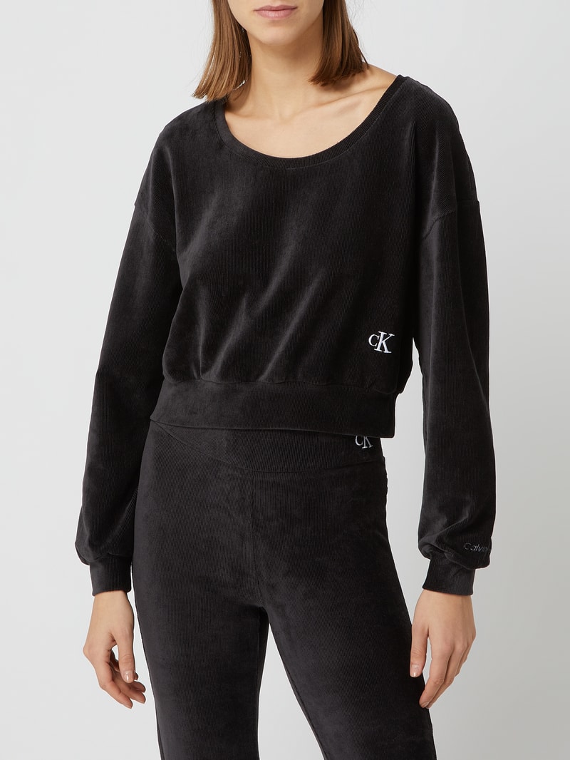 Cropped Sweatshirt aus Cord  in schwarz