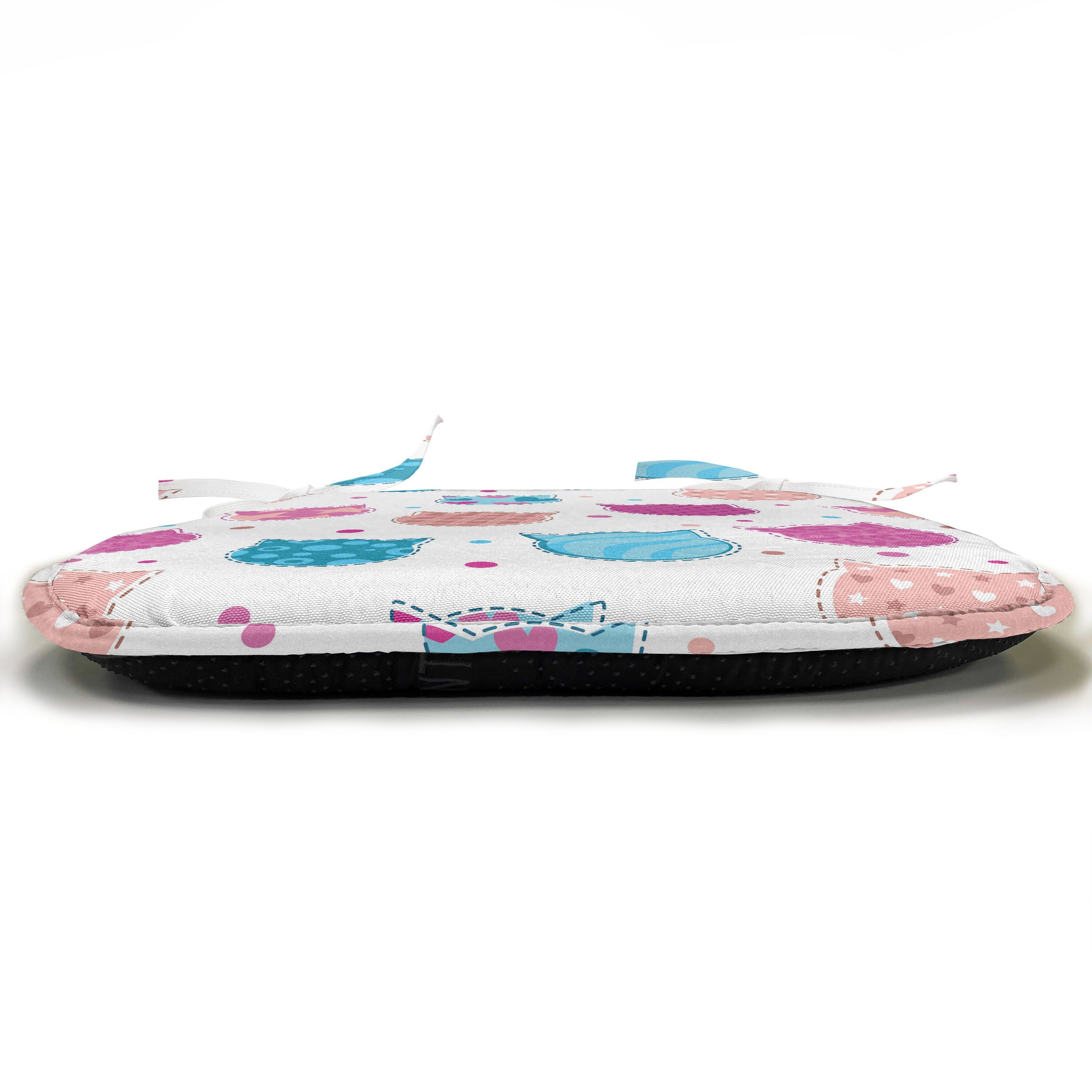 Abakuhaus Stuhlkissen Dekoratives wasserfestes Kissen mit Riemen für Küchensitze, Feminin Patterned Kitten Heads
