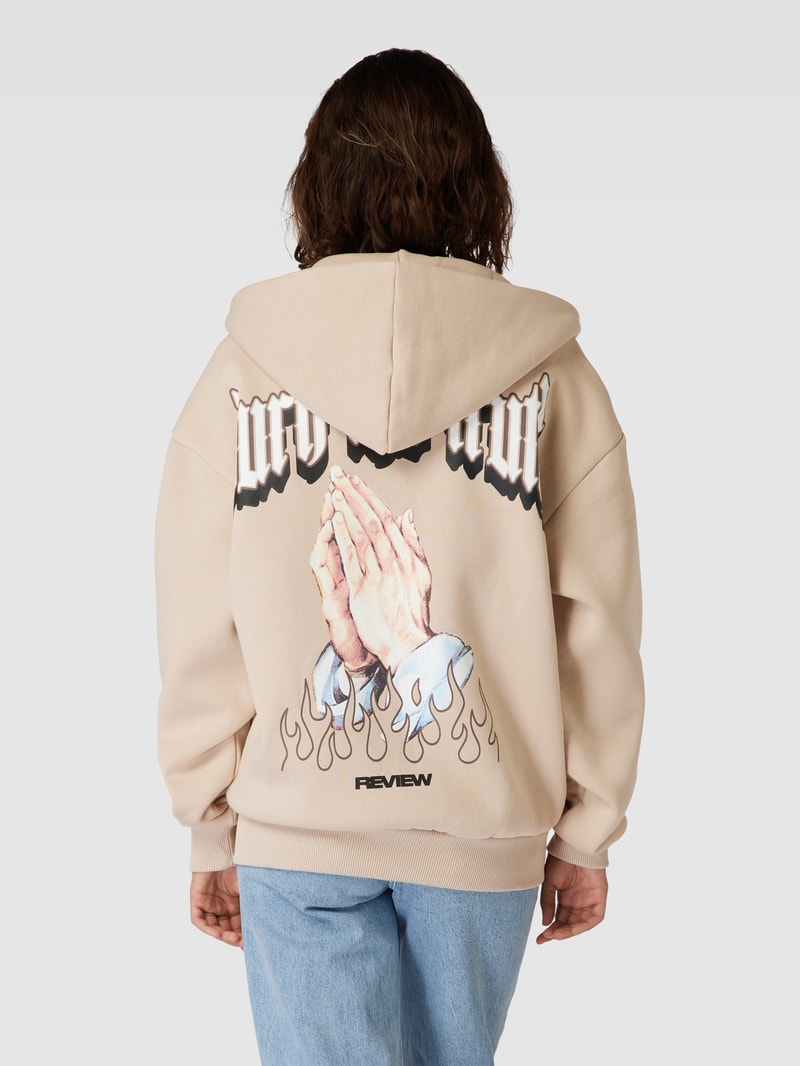 Sweatjacke mit Kapuze in taupe