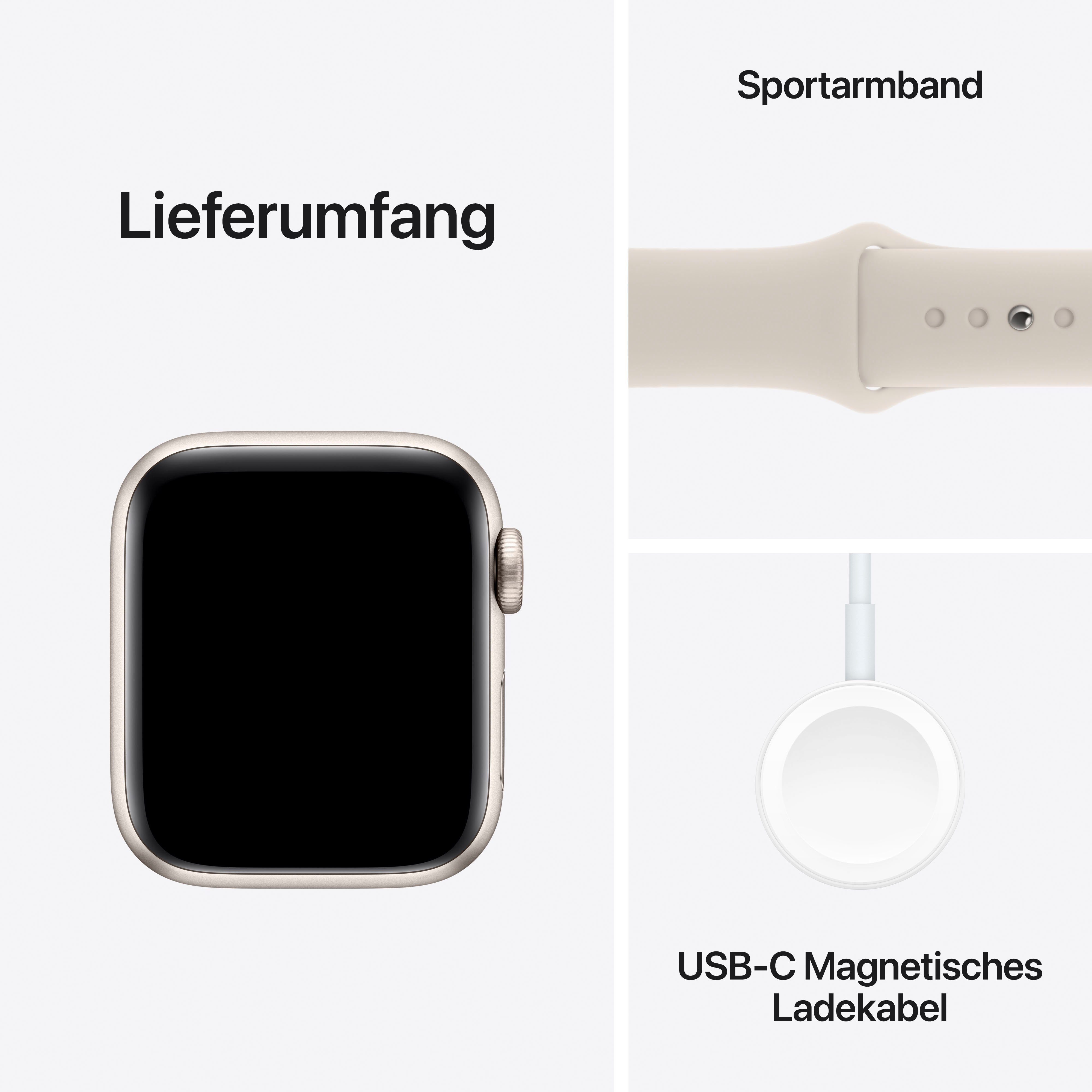 Apple Watch SE GPS 40 mm Aluminium S/M Smartwatch (4 cm/1,57 Zoll, Watch OS 10), Sport Band