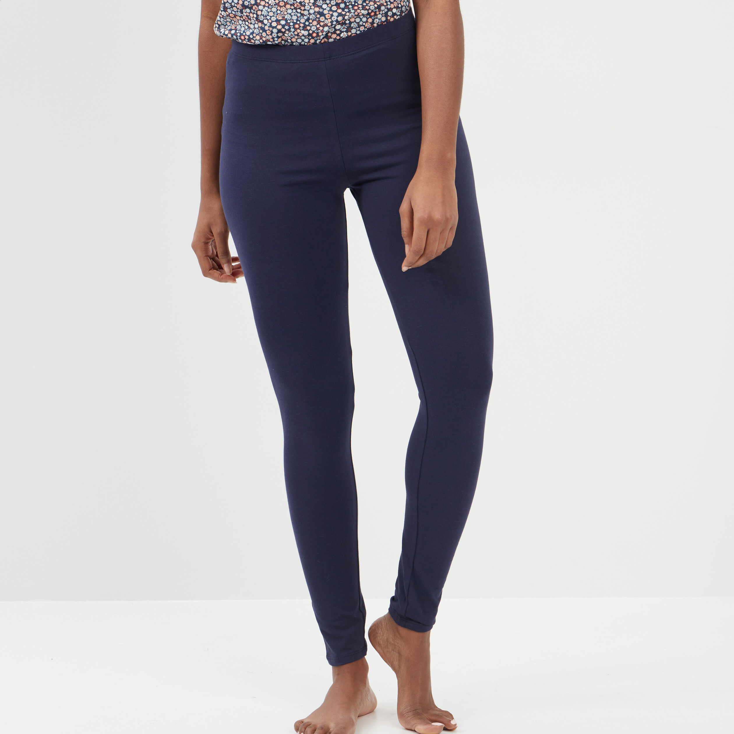 Legging long taille haute bleu marine femme | La Halle