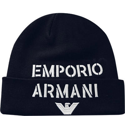 EMPORIO ARMANI, Mütze, Schurwolle, blau