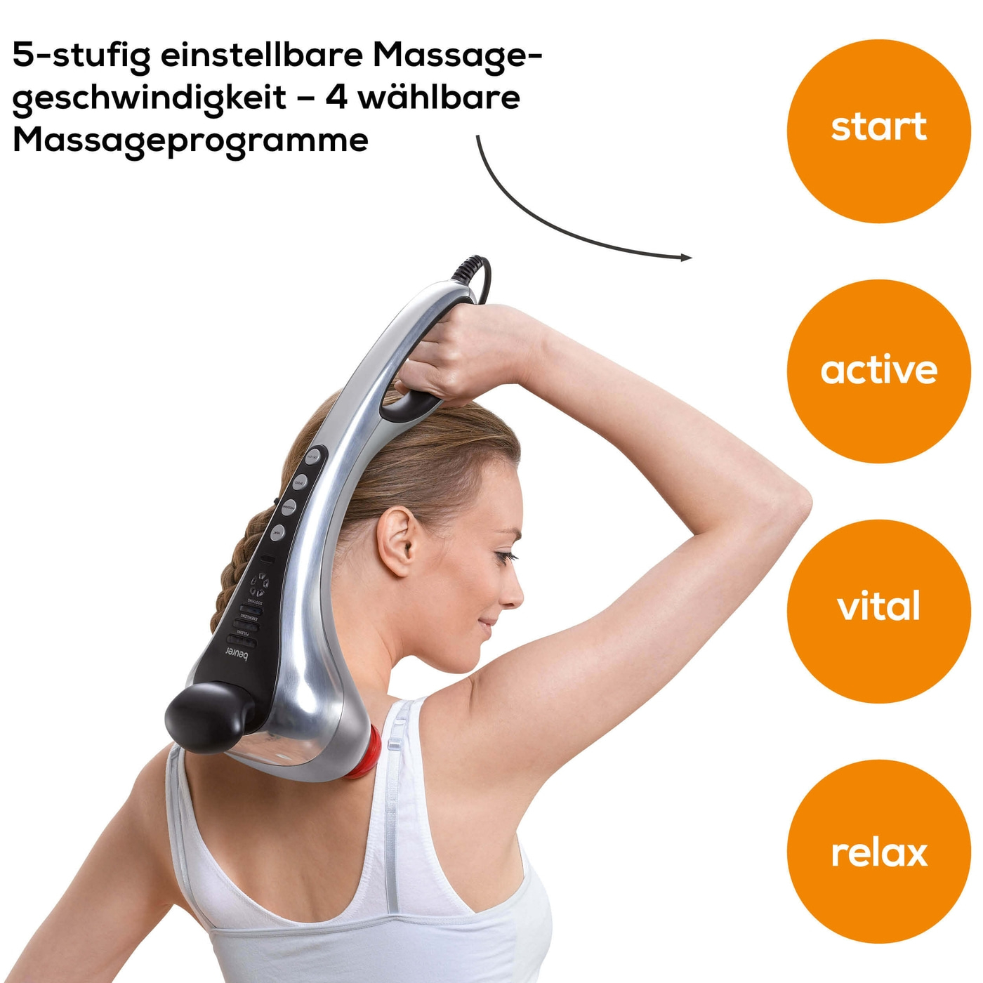 Beurer Infrarot-Klopf-Massagegerät MG 100-Massagegerät mit 2 Aufsätzen & Infrarotwärme für eine entspannende Klopfmassage