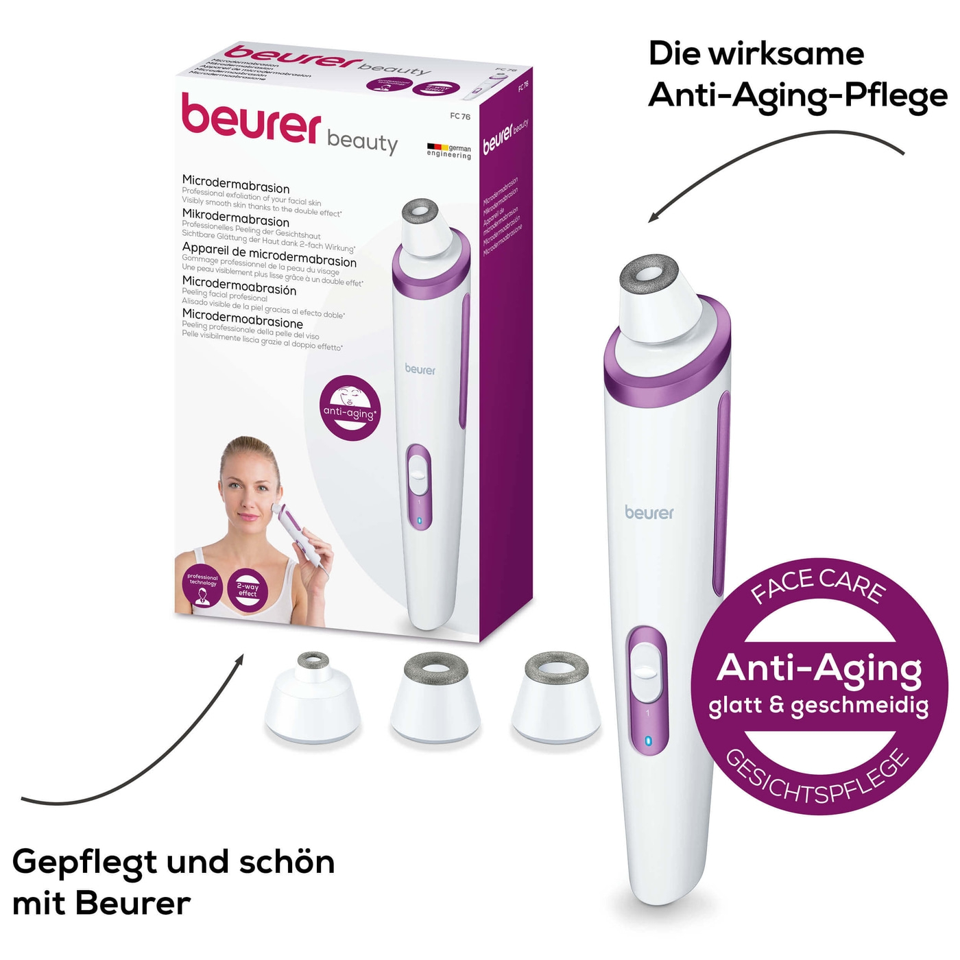 Beurer Mikrodermabrasion FC 76-Mikrodermabrasion Gesichtspeeling - fördert Durchblutung und Zellerneuerung