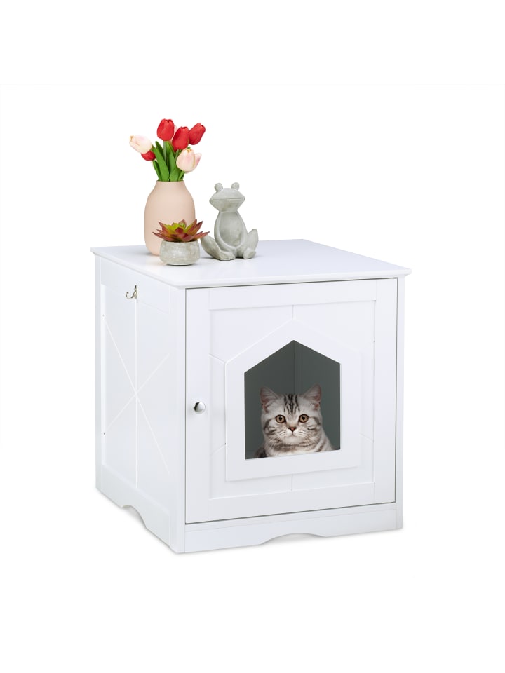 relaxdays Katzenschrank in Weiß - (B)48 x (H)52 x (T)53 günstig kaufen onesize