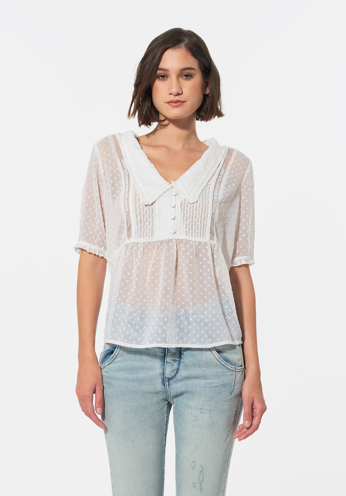 BAFA   Blouse transparente blanche