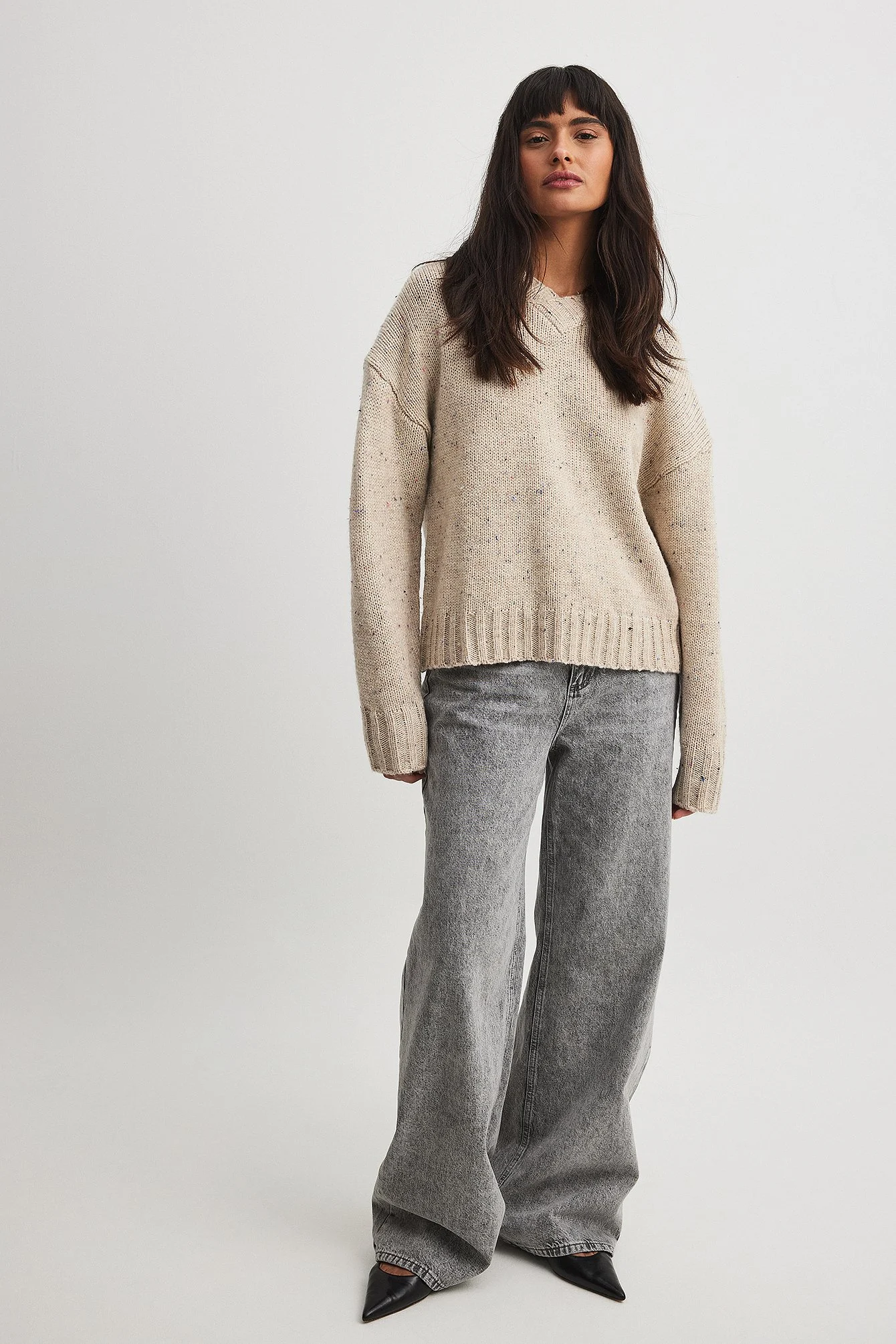 Strickpullover mit V-Ausschnitt