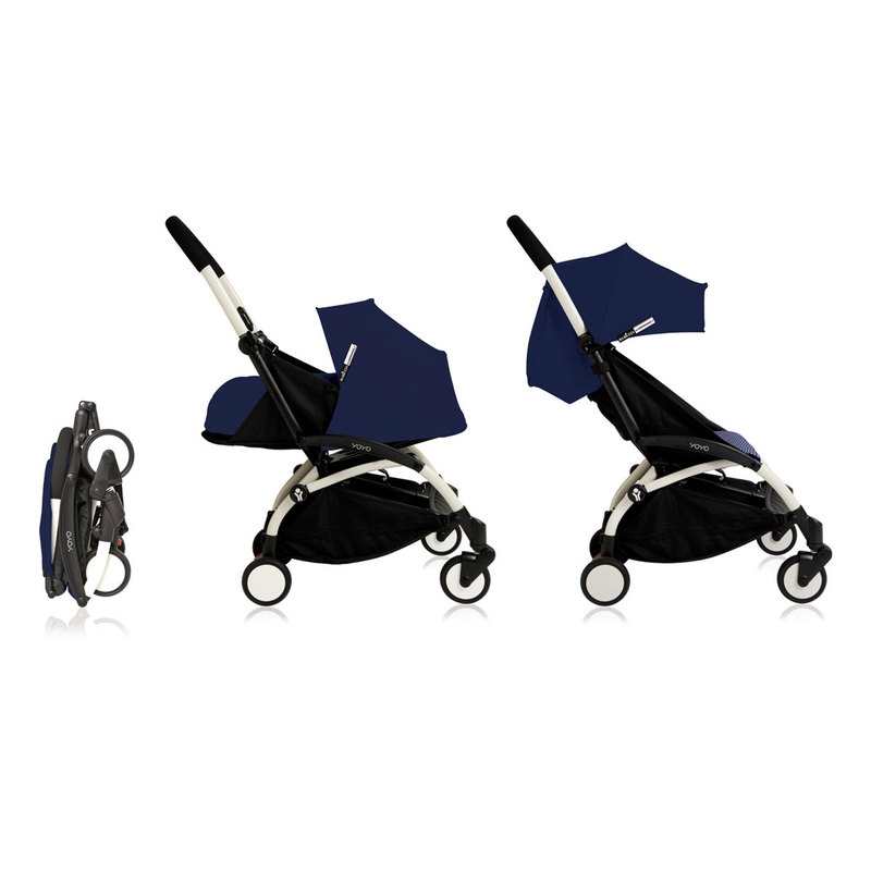 Poussette Yoyo2 4 roues châssis blanc 0+ et 6+ bleu Babyzen
