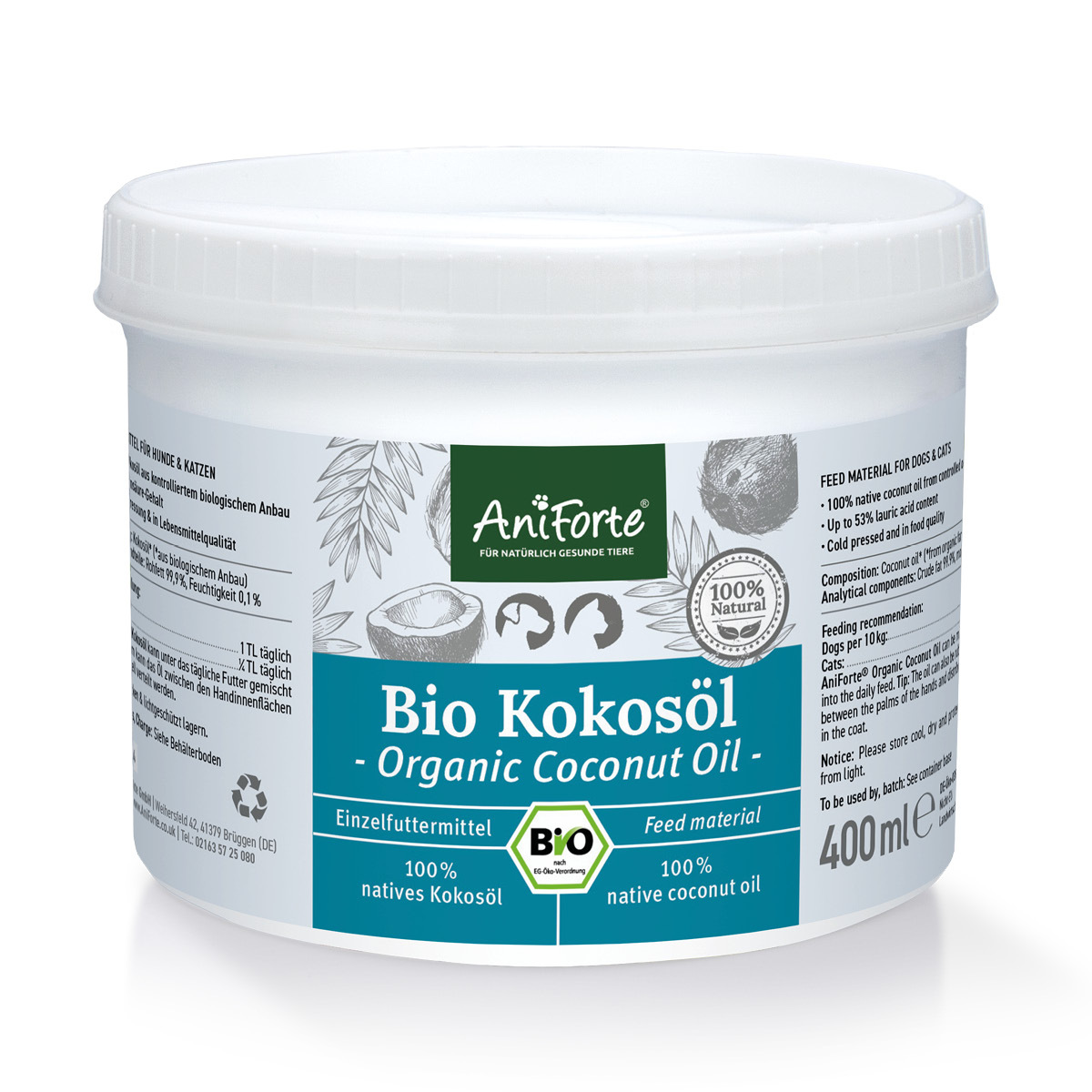 Aniforte Ergänzungsfutter & Aufzucht Aniforte Bio Kokosöl 400 ml