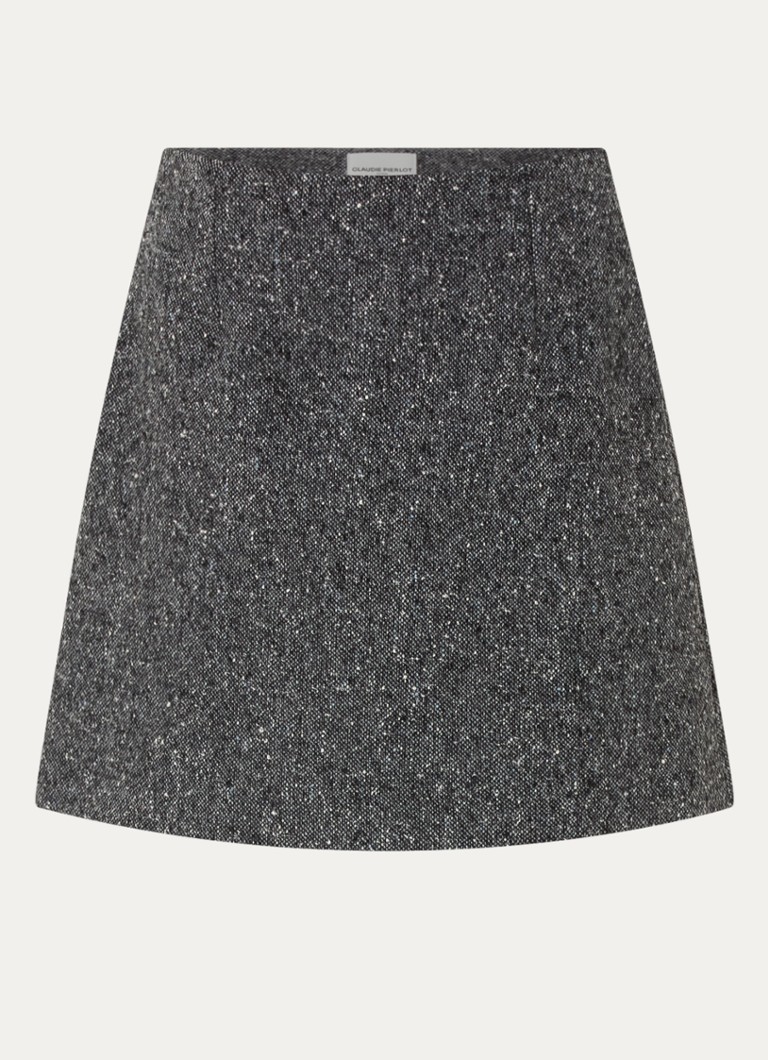 Claudie Pierlot mini svārki no zīda maisījuma ar melanžas rakstu
