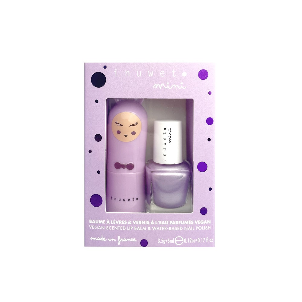 Inuwet Duo Aqua : Baume Guimauve & Vernis à l'eau parfum myrtille Coffret pour enfant