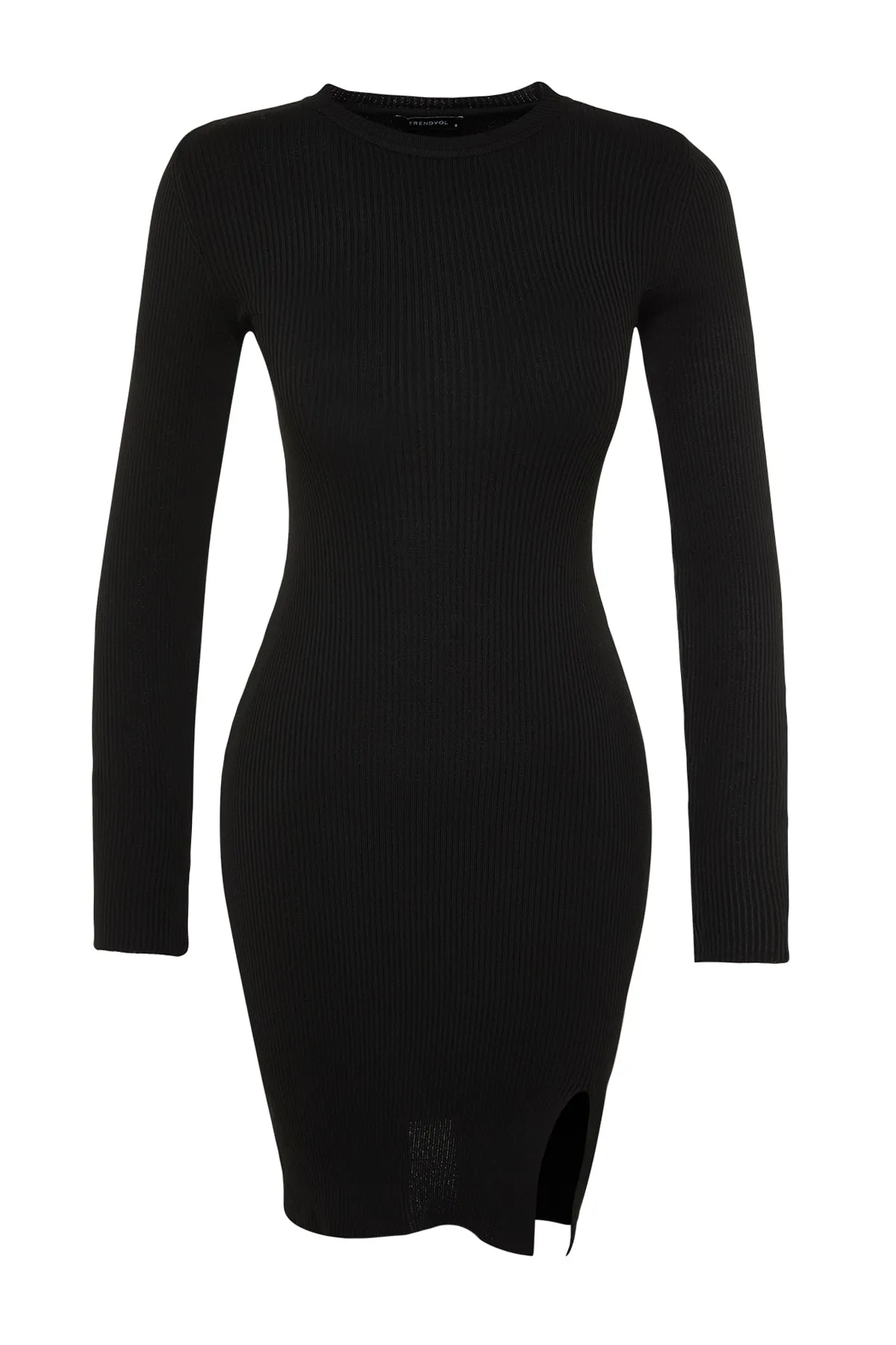 Trendyol Collection  Schwarzes, figurbetontes Mini-Strick-Basic-Kleid TWOAW23EL01416