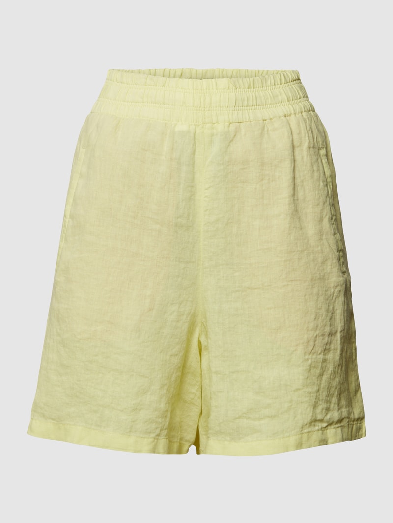 Leinenshorts mit Eingrifftaschen in neon gelb