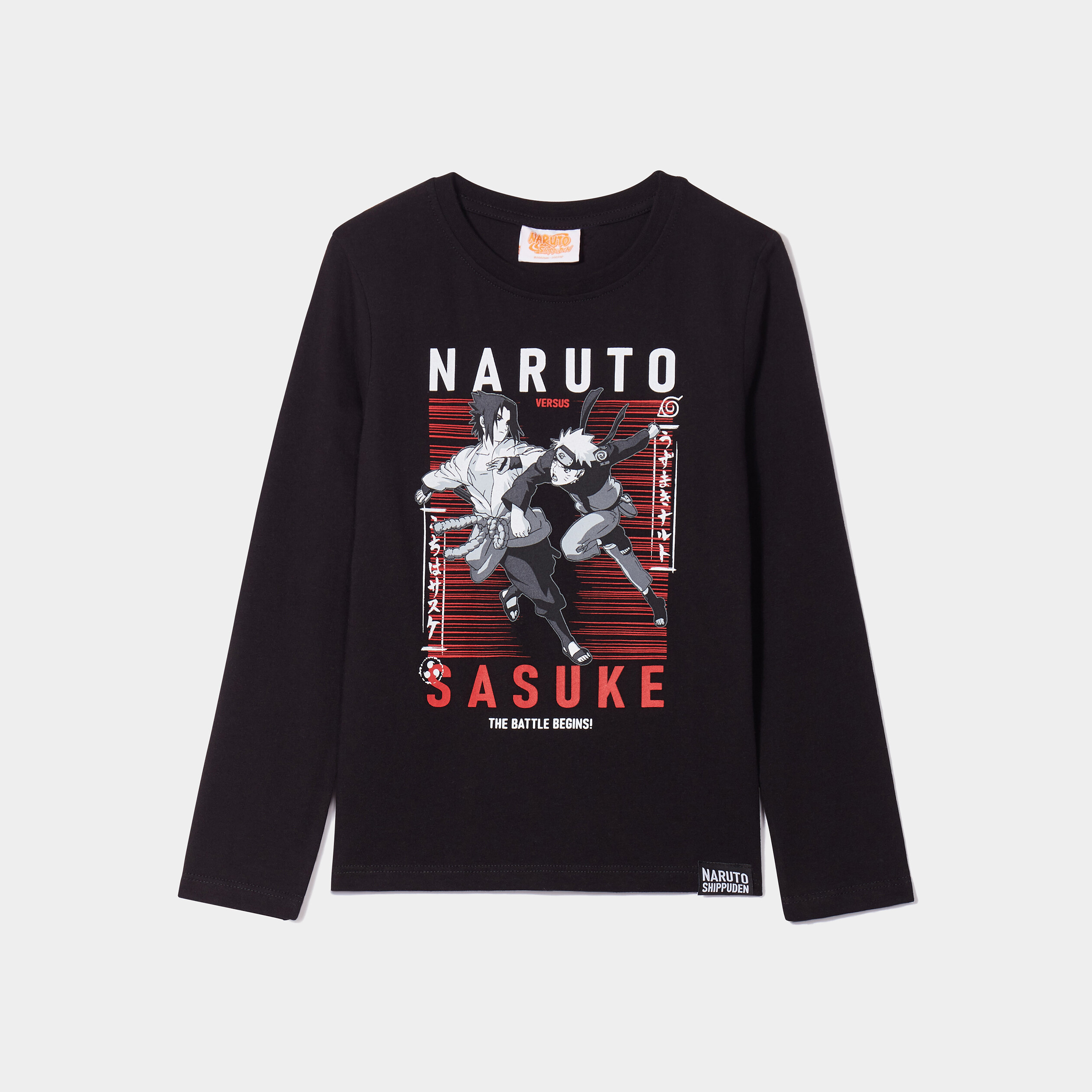 T-shirt col rond coton Sasuke Naruto noir garçon | La Halle
